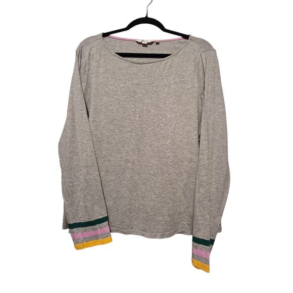 Boden Tops - Boden Striped Sleeve Top Womens XL Grey Modal Cotton Soft Comfy Classic Colorful